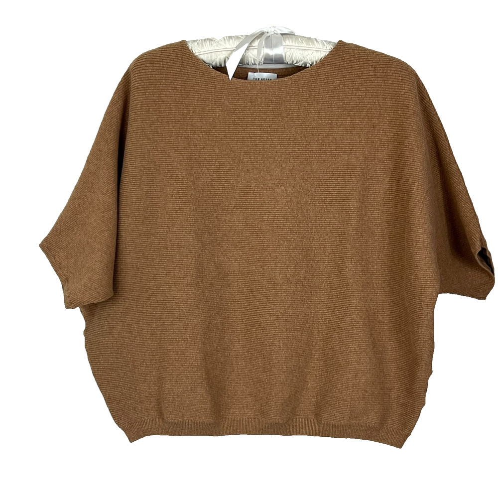Reset R Label Sweater Womens L/XL Oversized Ribbed Brown Ribbed Linen Blend